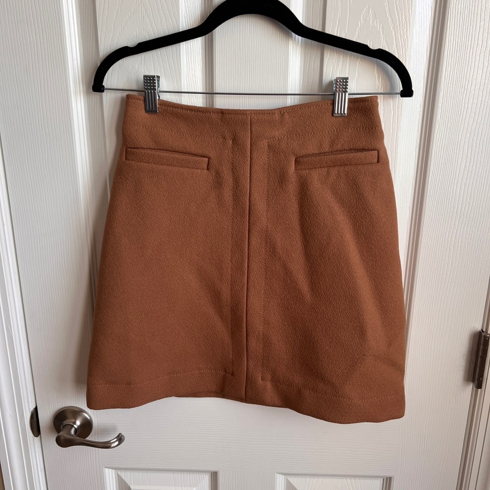 H&M Brown Mini Skirt Size 6 A-Line Career Casual